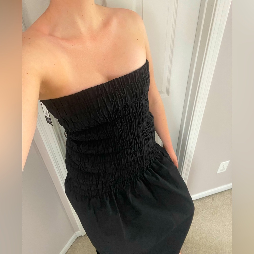 Christopher Esbar Smocked Strapless Dress